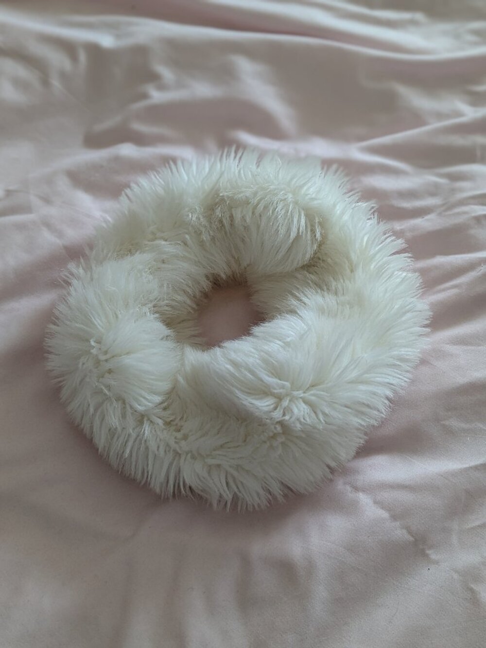 White Faux Fur Fuzz Infinity Scarf Snood